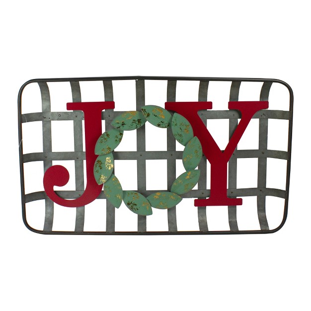 Red And Green quot joy quot Rustic Tobacco Basket Christmas Wall Decor