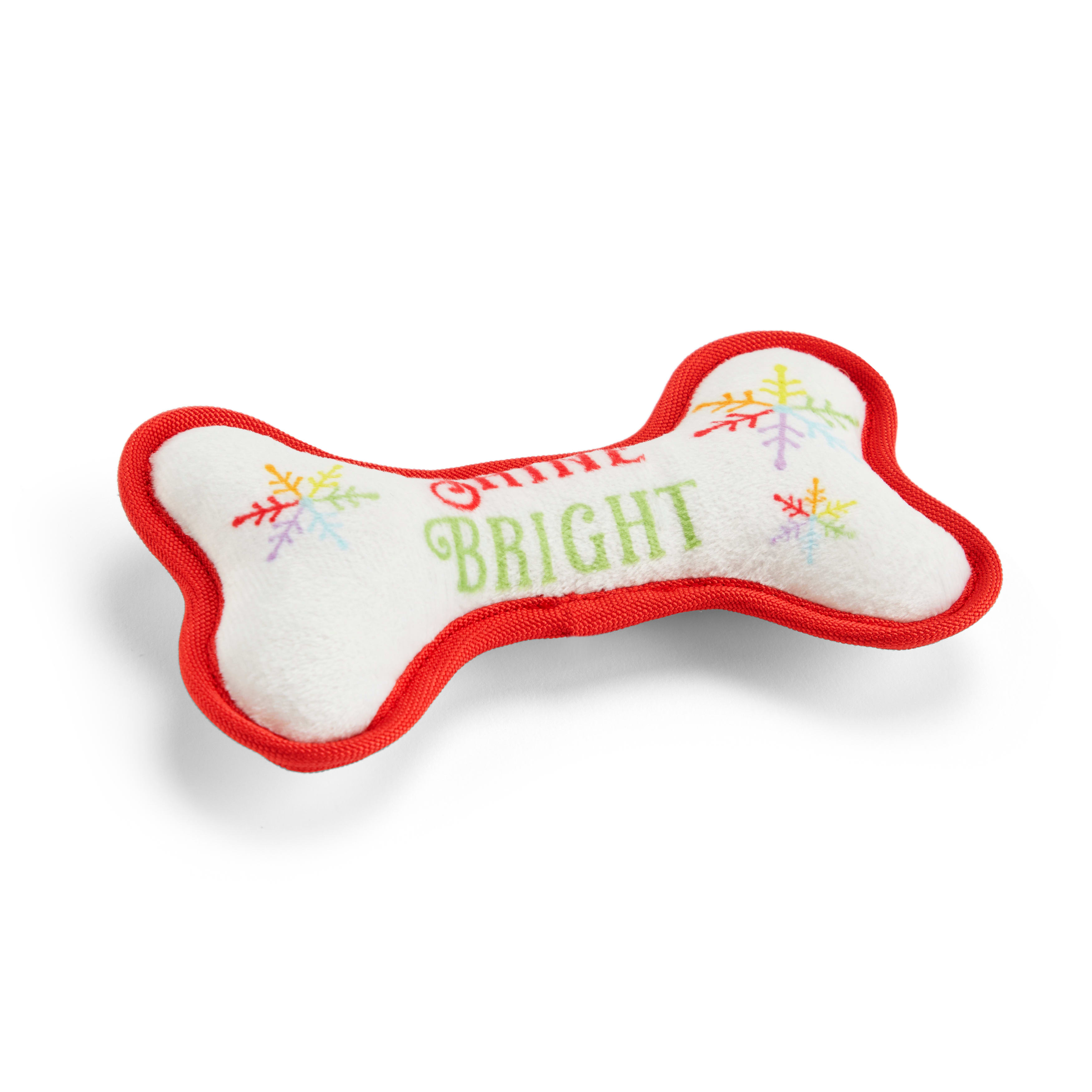 More and Merrier Plush Shine Bright Bone Dog Toy， Small