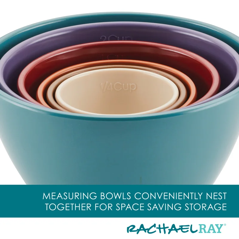 Rachael Ray Cucina Nonstick Cookware and Prep Bowl Set， 12-Piece - Agave Blue