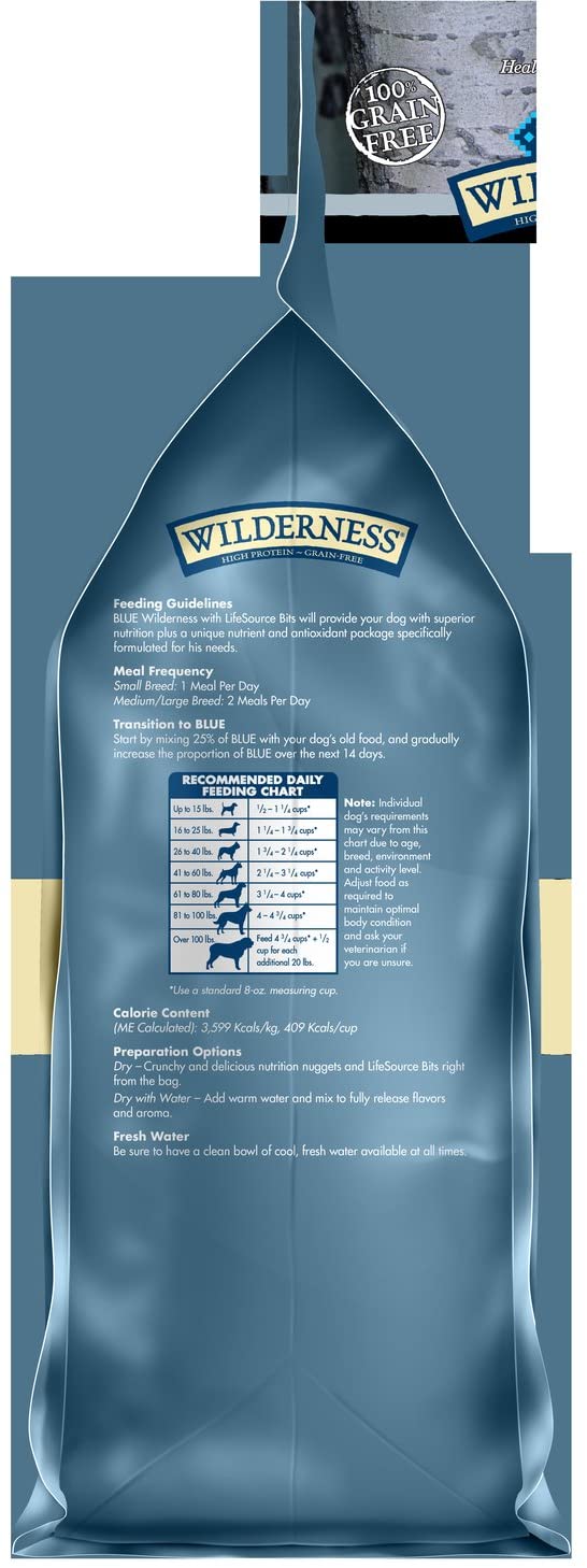 Blue Buffalo Wilderness High Protein， Natural Adult Dry Dog Food， Chicken 4.5-lb