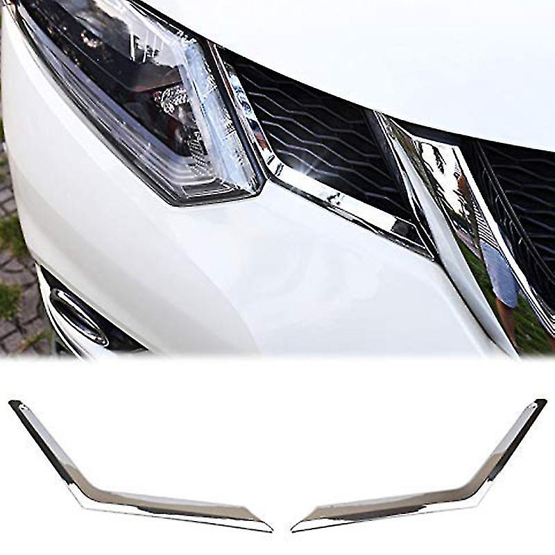 2pcs Chrome Front Mesh Grille Grill Head Light Cover Trim For Rogue T32 2014 2015 2016