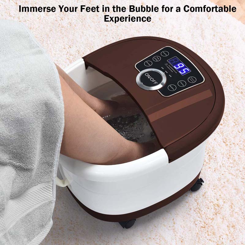 Heated Foot Spa Bath Massager with Bubbles, 16 Pedicure Shiatsu Roller Massage Points, Electric Foot Soaker Tub