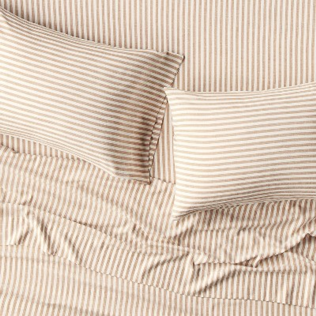 King Linen Blend Pillowcase Set Brown Stripe - Casaluna™