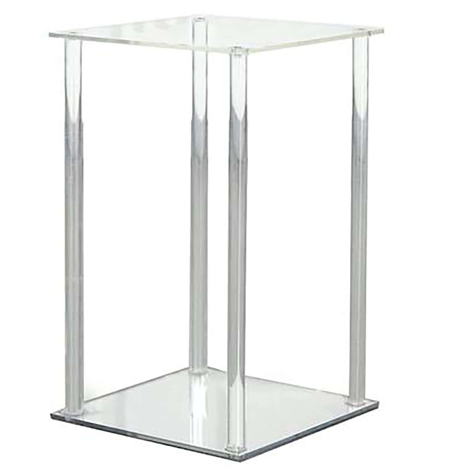 Clear Acrylic Flower Vase Pillar Column Stand With Square Mirror Base, Wedding Table Centerpiece 16