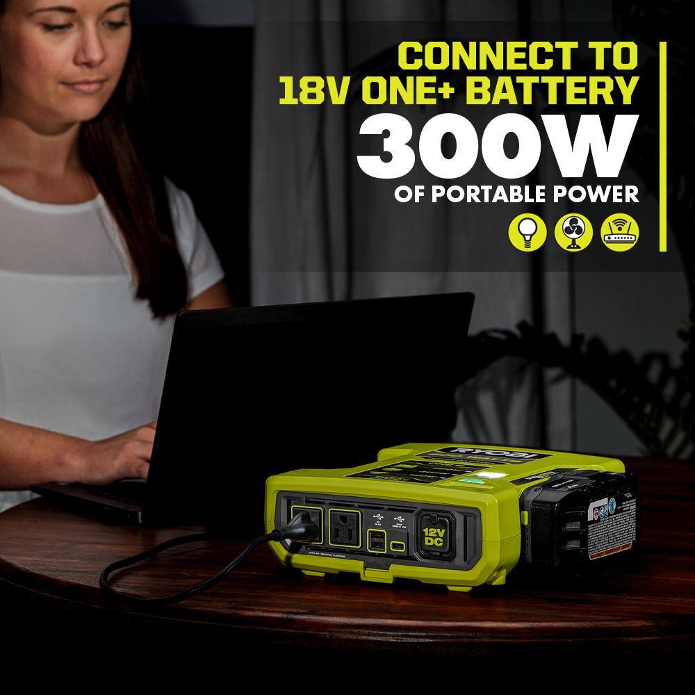 RYOBI ONE+ 18V 800-Watt Max 12V Automotive Power Inverter with Dual USB Ports RYi8030A