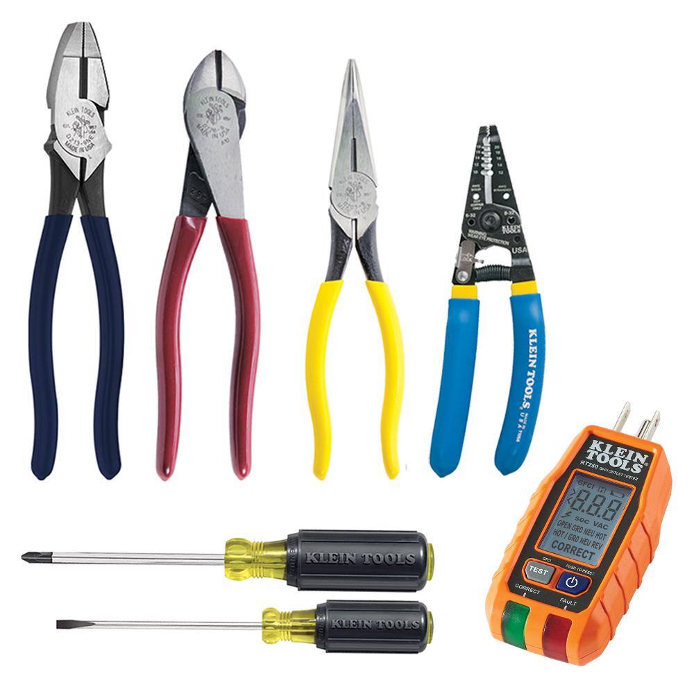 Klein Tools 6-Piece Electrical Tool Set and GFCI Receptacle Tester M2O41541KIT