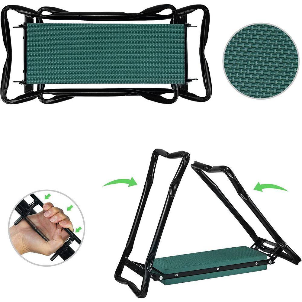 23.3 in. 6-Pieces Green Foldable Garden Seat Kneeling Chair Garden Tool Set with Soft Kneeling Cushion B08SBKNCG4