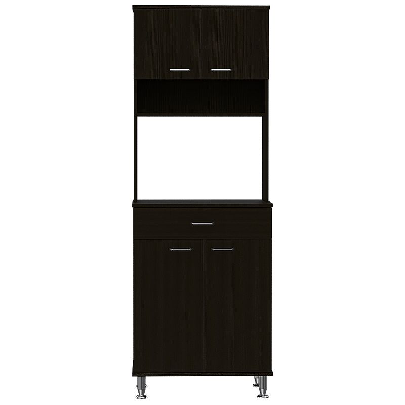 DEPOT E-SHOP Helis 60 Pantry Double Door Cabinet， One Drawer， Four Legs， Three Shelves ， Black