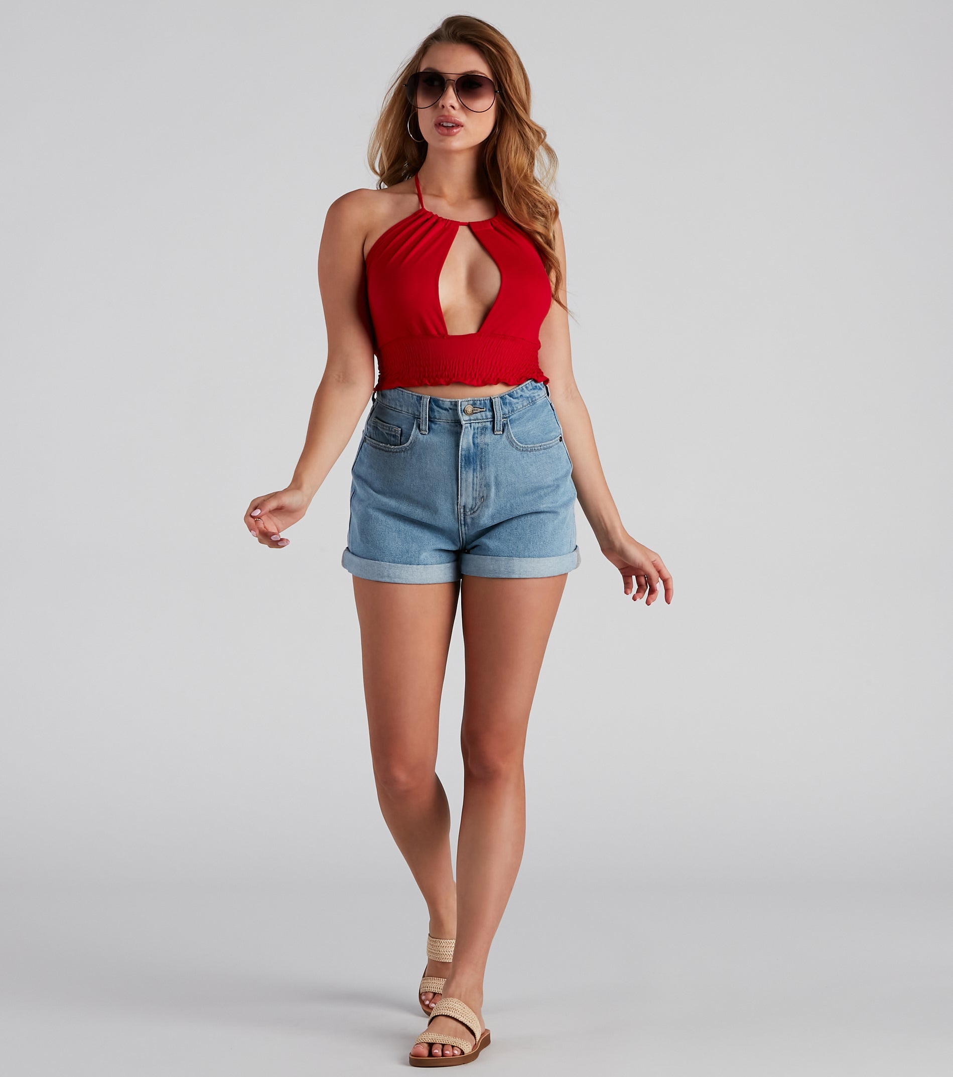 Hot Take Halter Smocked Crop Top