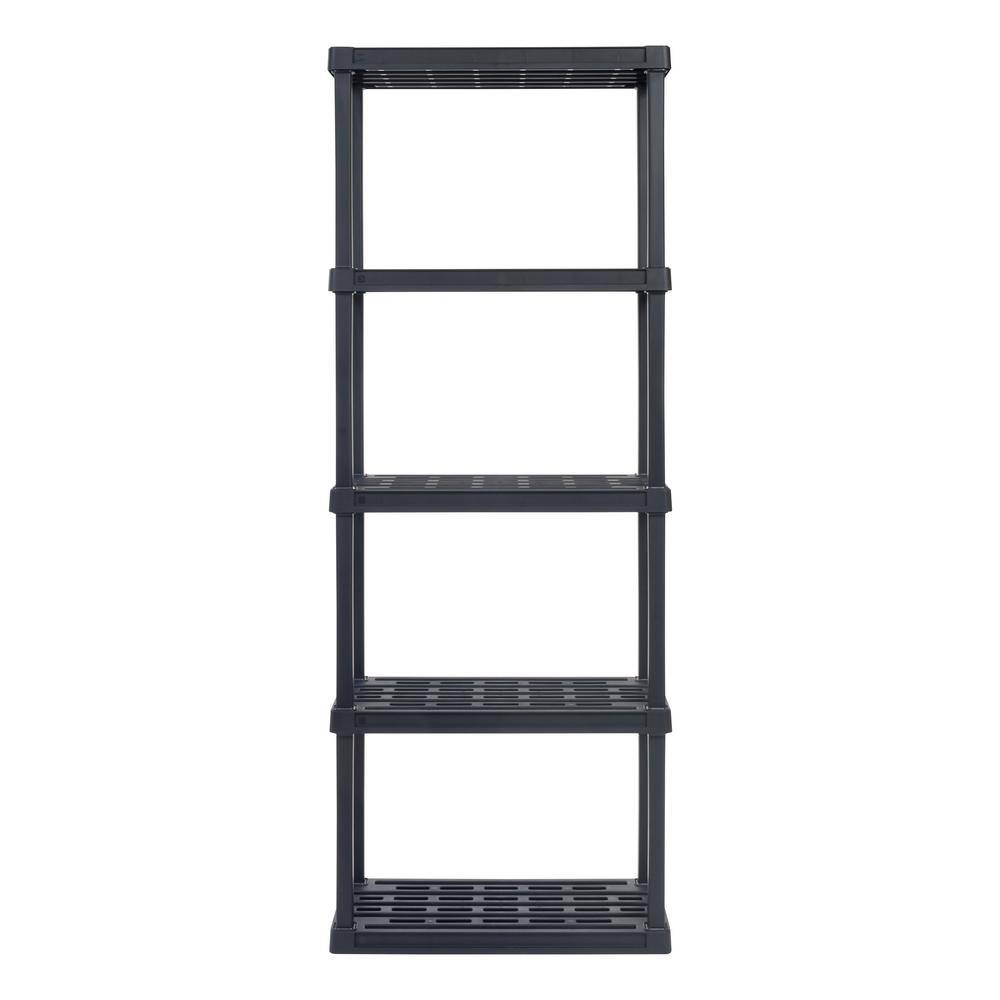 IRIS Plastic Rack Shelf with 5-Medium Shelves Black 510005