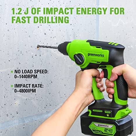 24V 1.2J Cordless Battery Rotary Hammer Drill w/ 4.0Ah Battery and Cha