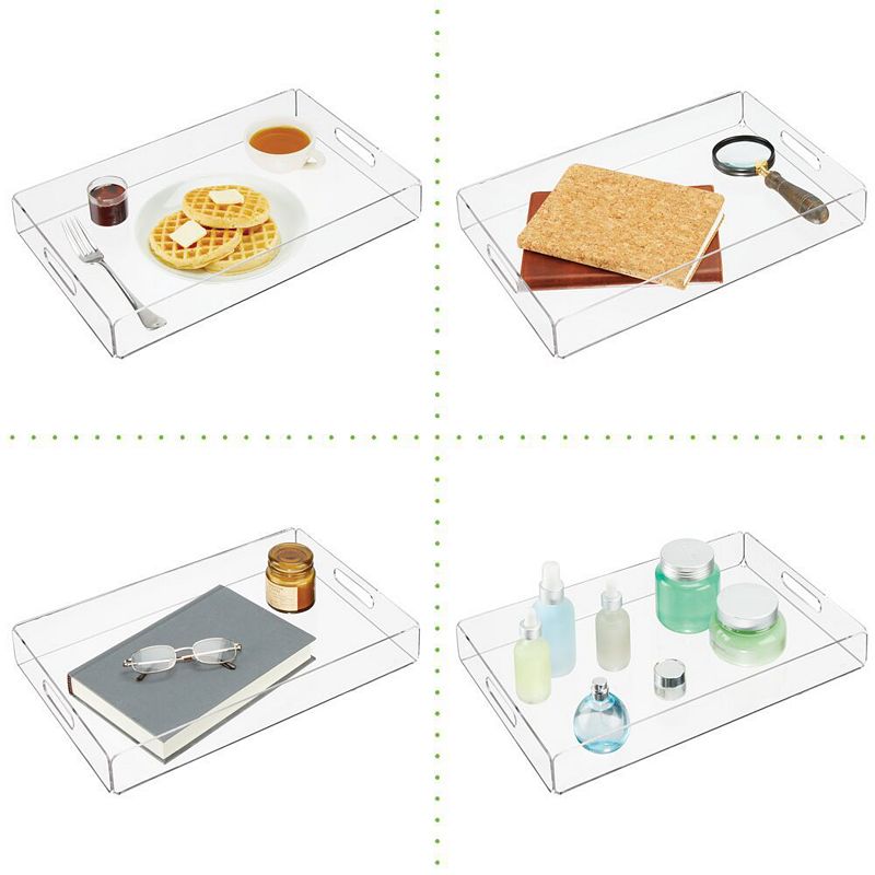 mDesign 17.2 x 11.2 x 2.2 Acrylic Rectangular Serving Tray with Handles，  2 Pack