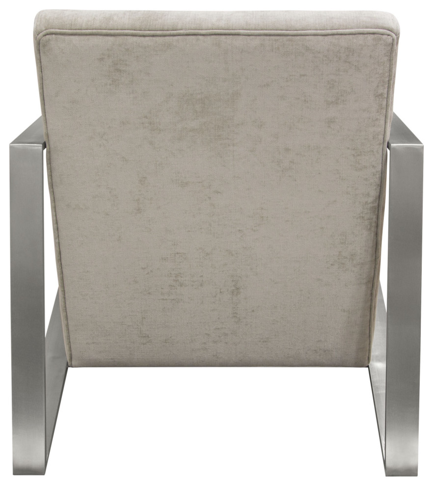 La Brea Accent Chair in Champagne Fabric with Brushed Stainless Steel Frame   Contemporary   Armchairs And Accent Chairs   by VirVentures  Houzz