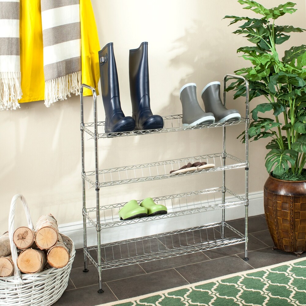 SAFAVIEH Storage Collection Lidia Chrome Wire Adjustable Shoe Rack   29.5\