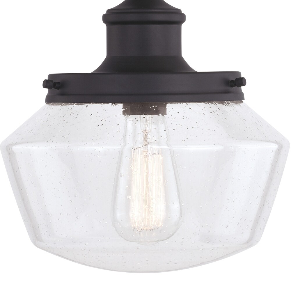 Collins 1 Light Black Farmhouse Outdoor Pendant Clear Schoolhouse Glass   10 in. W x 11.5 in. H x 10 in. D