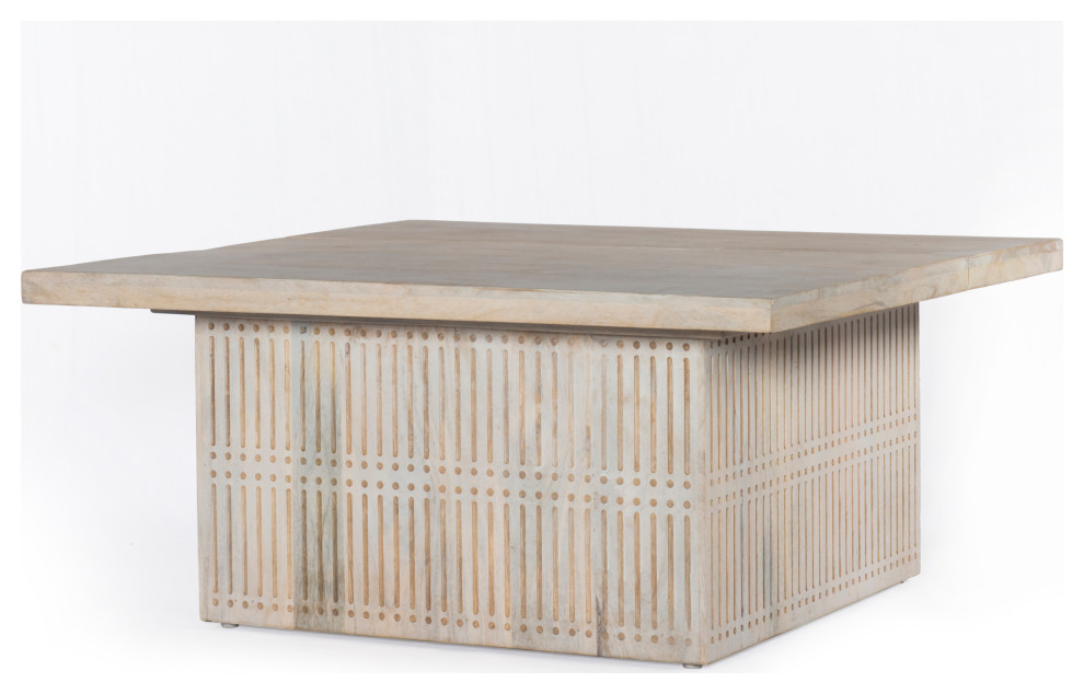 Sarah Storage Cocktail Table in Brushed Ivory Finish   Farmhouse   Coffee Tables   by Moti  Houzz