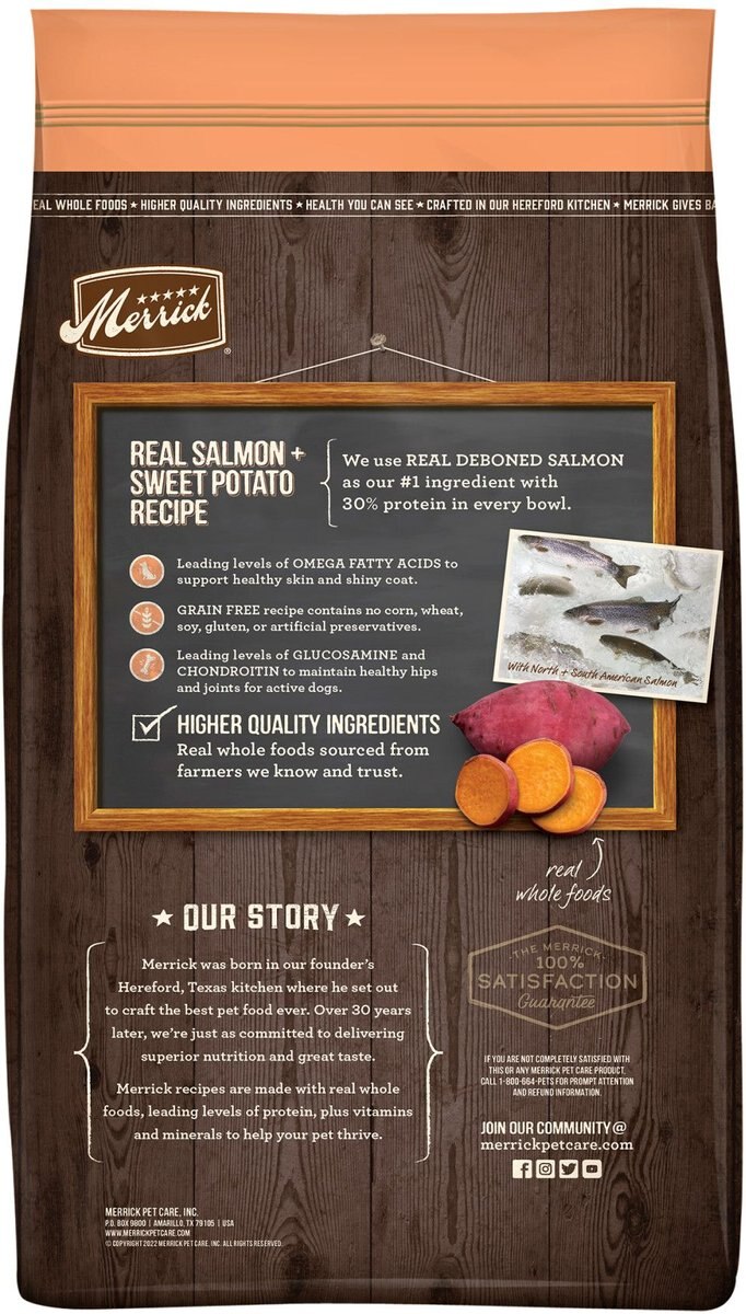 Merrick Grain-Free Chicken-Free Real Salmon and Sweet Potato Recipe Dry Dog Food