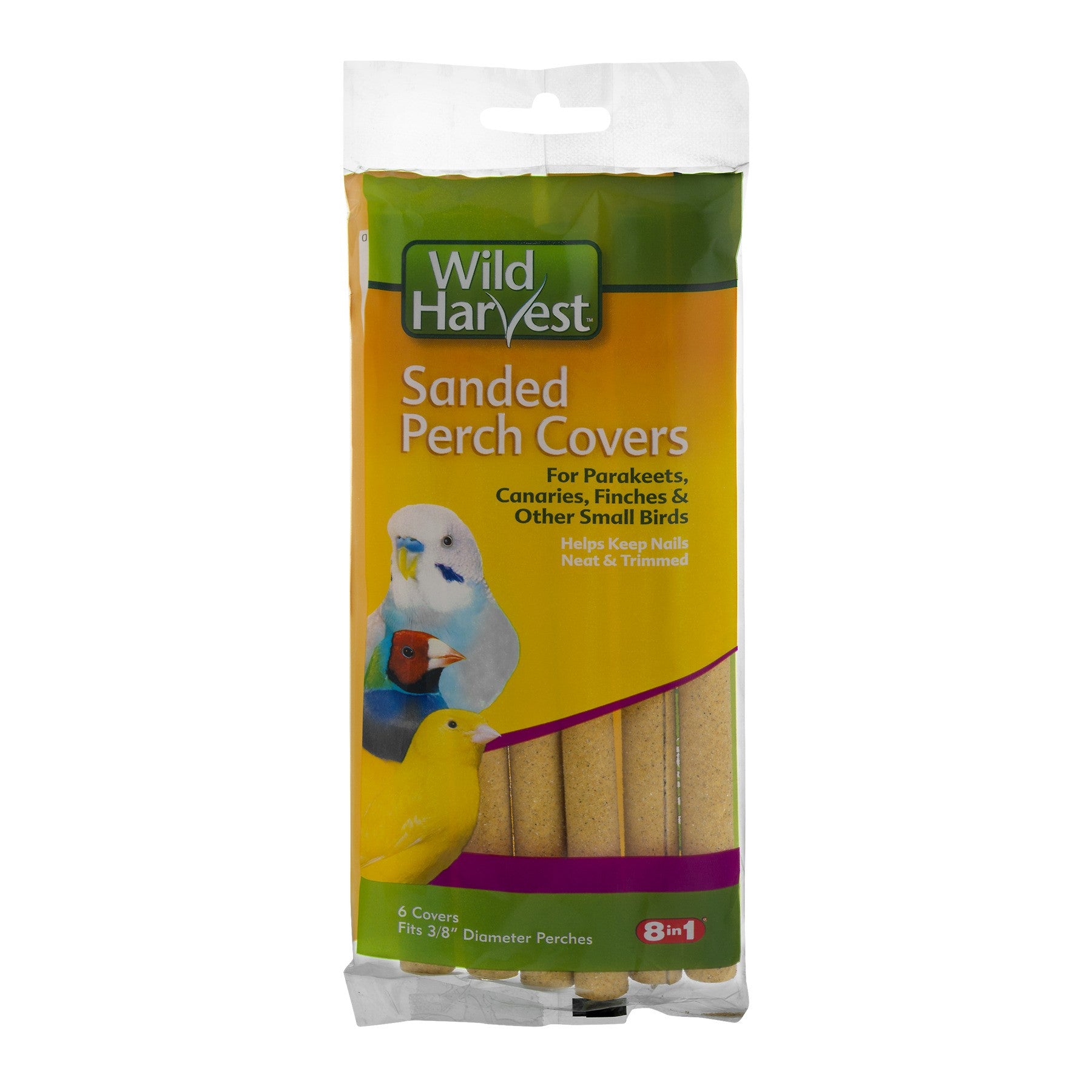 Wild Harvest Sanded Perch Covers for Small Birds， 6 Ct