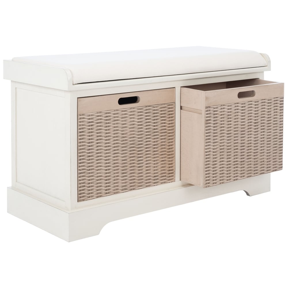 SAFAVIEH Landers 2 Drawer with Cushion Storage Bench   32.3\