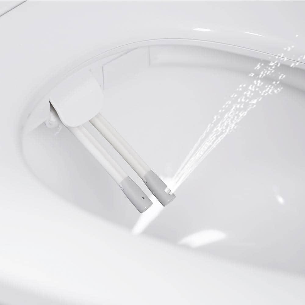 Aim to Wash! Electric Bidet Seat with Hot Water and Heated Seat for Elongated Toilet in White