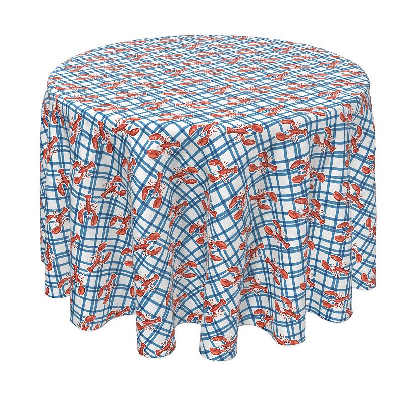 Round Tablecloth， 100% Polyester， 90 Round， Lobster Picnic Check