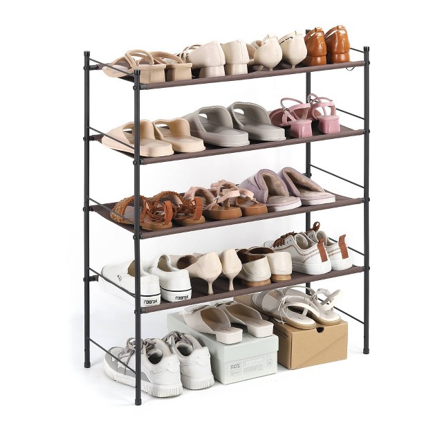 Nex 4 Tier Shoe Rack With Freestanding Storage Bronze