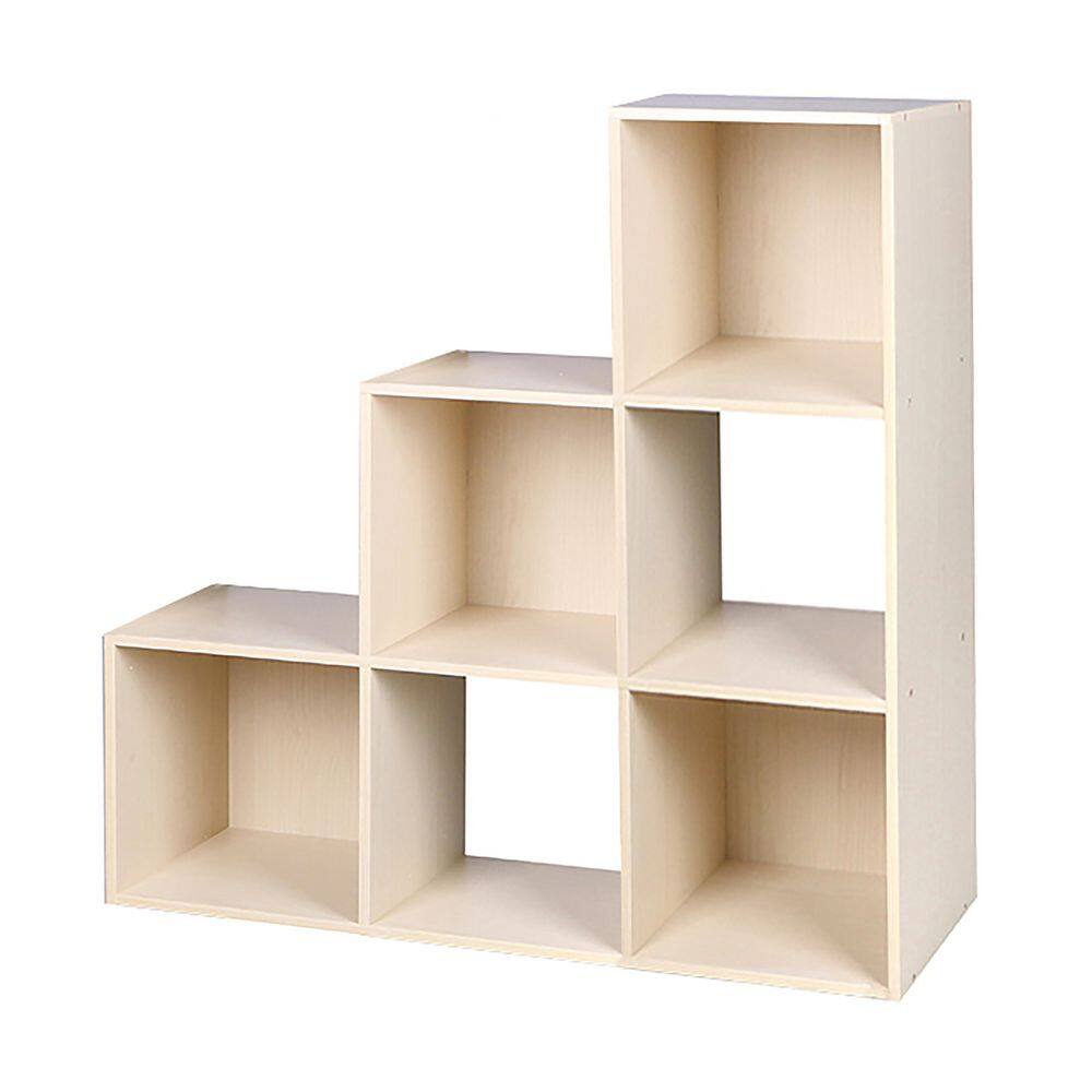 Home Basics Open and Enclosed Tiered 6 MDF Cube Organizer Oak HDC95103