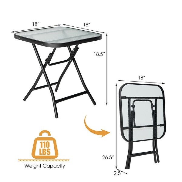 Gymax 18'' Foldable Patio Side Table Square Coffee Bistro Table w/