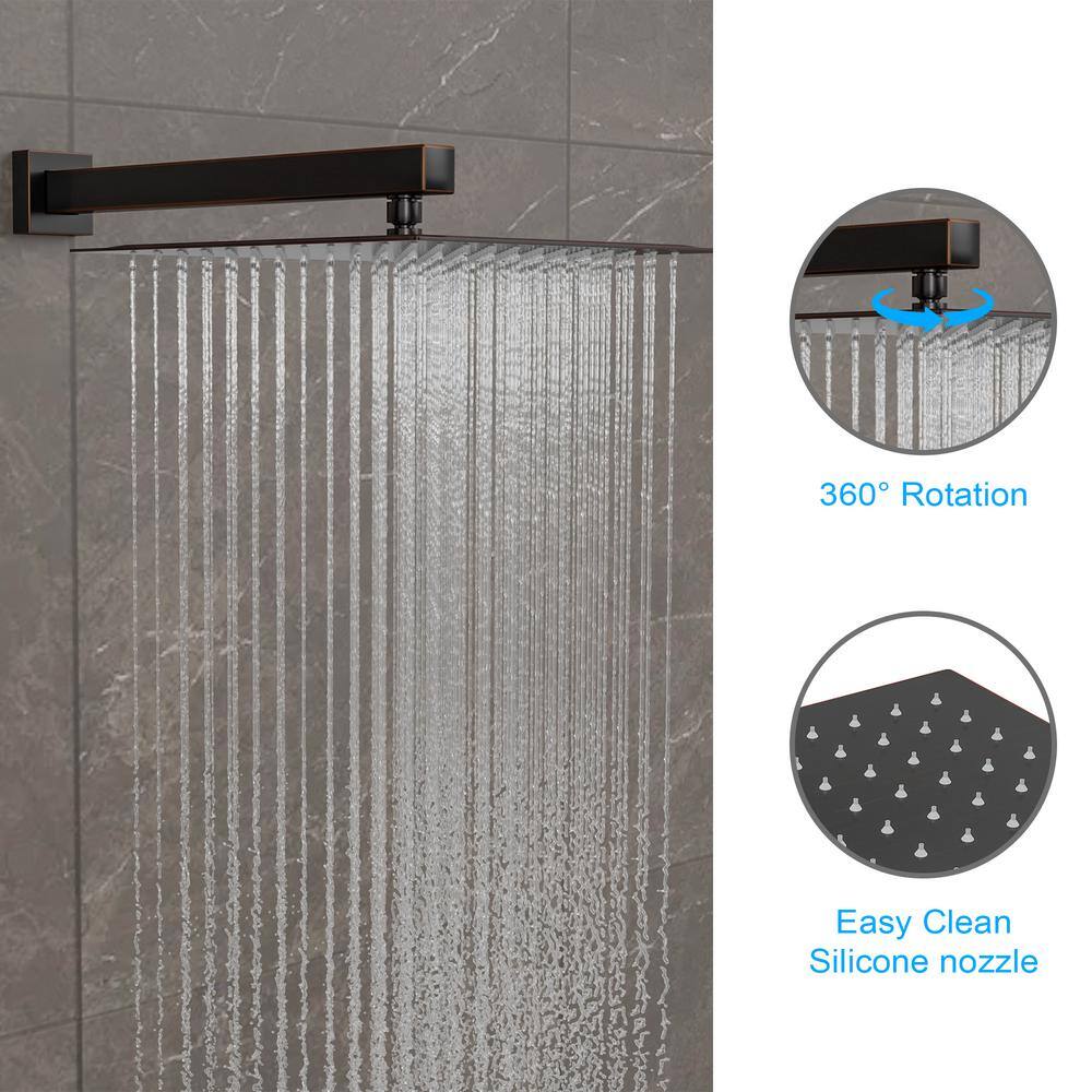 Logmey 3-Spray Patterns with 1.8 GPM 12 in. in Wall Mount Handheld Shower Systemt Dual Shower Head in Oil Rubbed Bronze LM-SLF16015-ORB-12