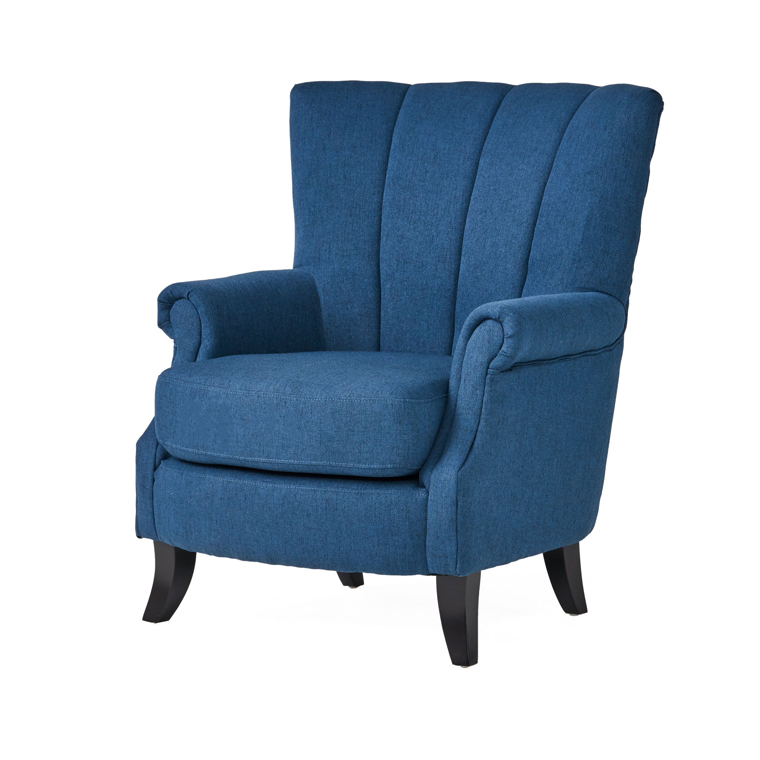 Ezra Contemporary Channel Stitch Upholstered Fabric Club Chair