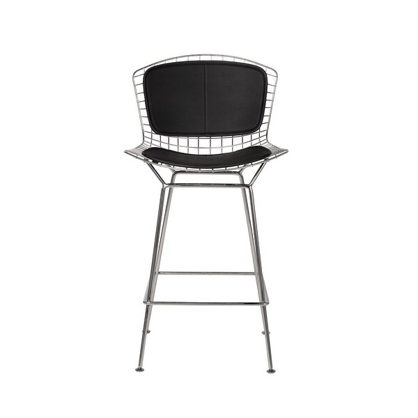 Bert Stainless Steel Counter Stool Black Seat Pad Set of Two