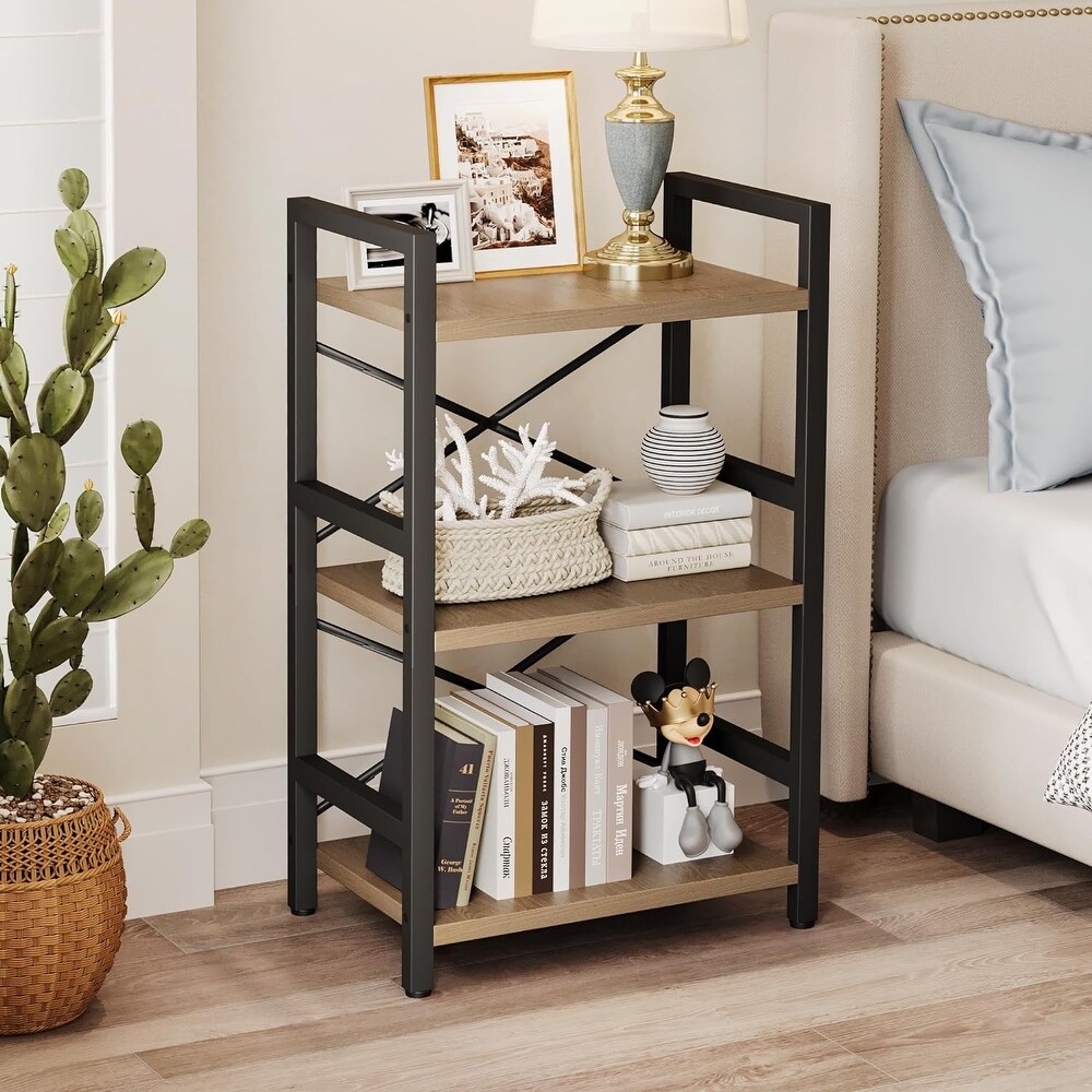 3 Tier Metal Industrial Small Bookcase