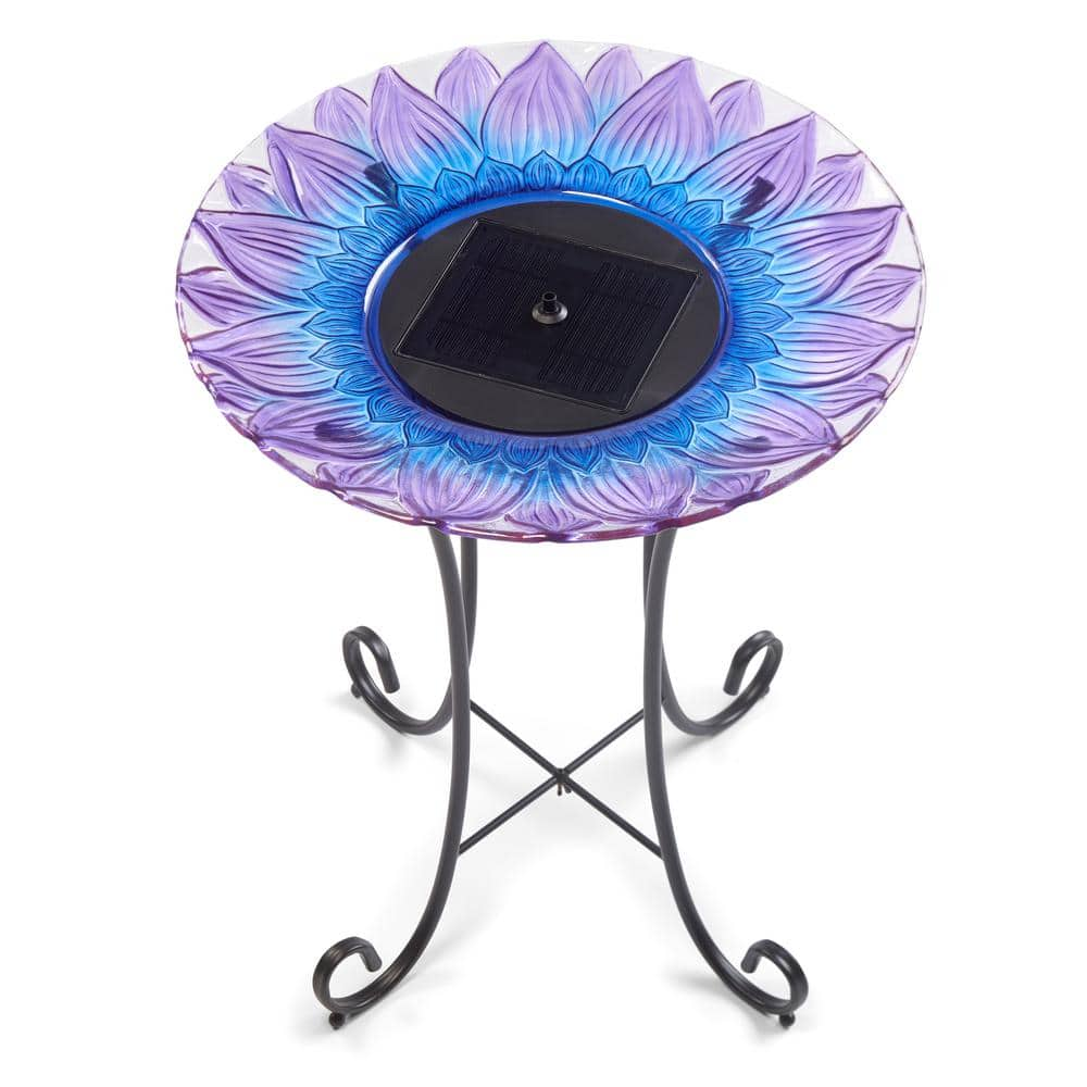 Smart Solar Bell Flower Glass Solar Birdbath 20223R01