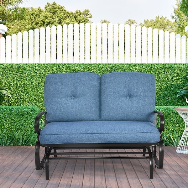 Costway 2Person Outdoor Swing Glider Chair Bench Loveseat Cushioned