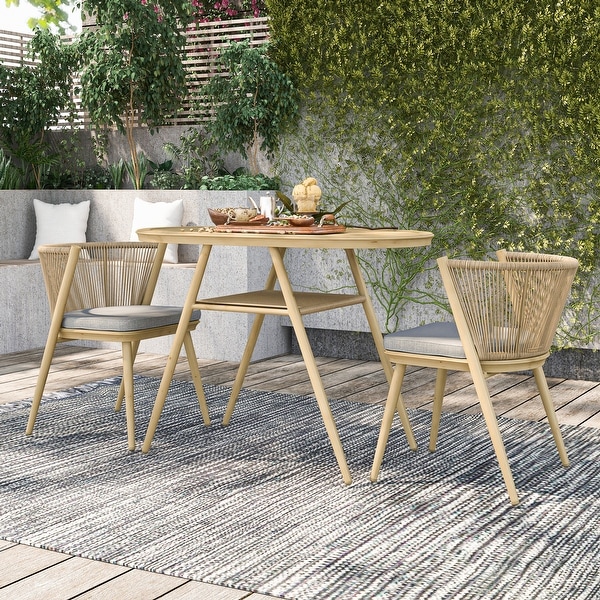 Small Space MidCentury Modern 3Piece Aluminum Outdoor Bistro Set by Furniture of America