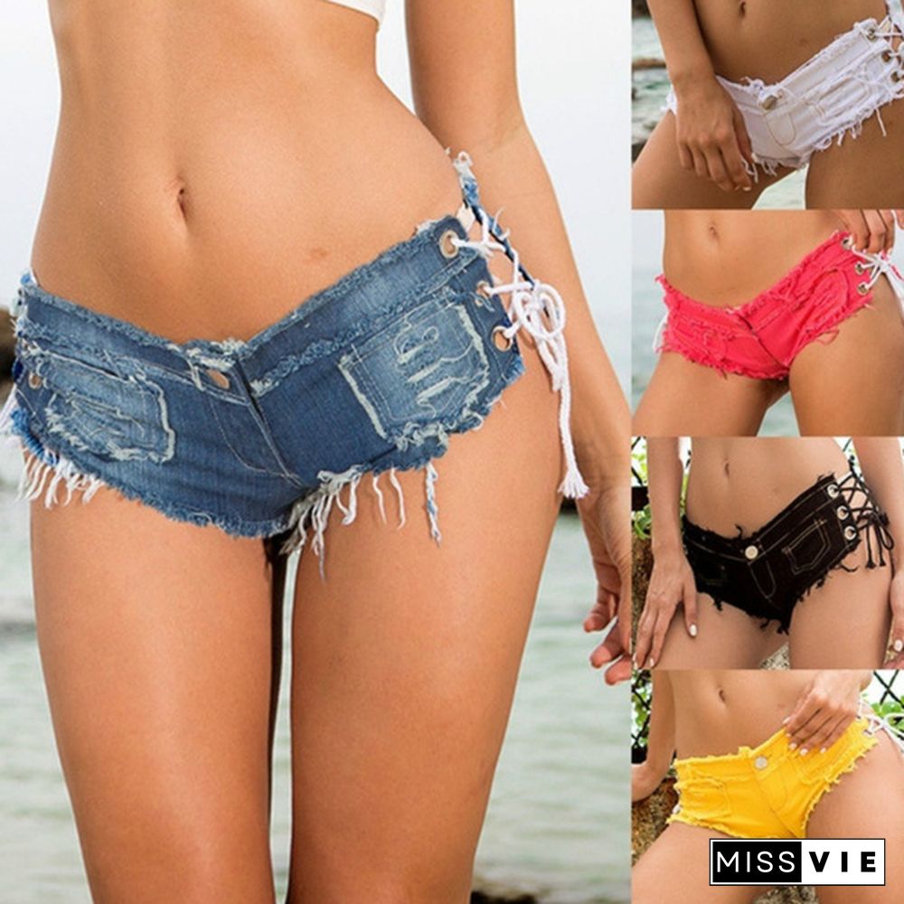 Women Casual High Waist Denim Shorts Pants Summer Shorts Ripped Jeans