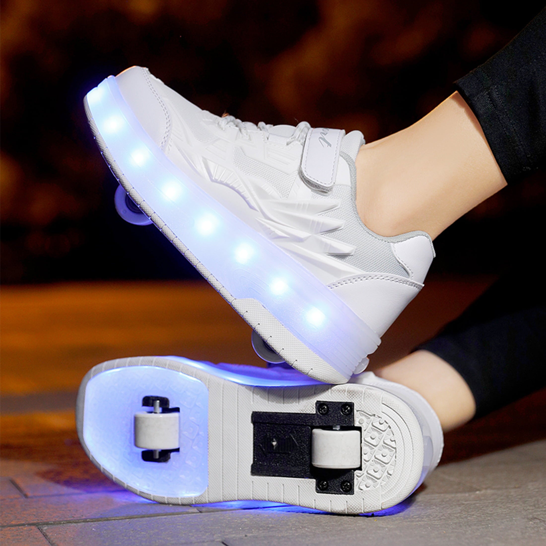 KOFUBOKE Child Teen Roller Skates Double Wheel Shoes Light Up LED shoe 1 size