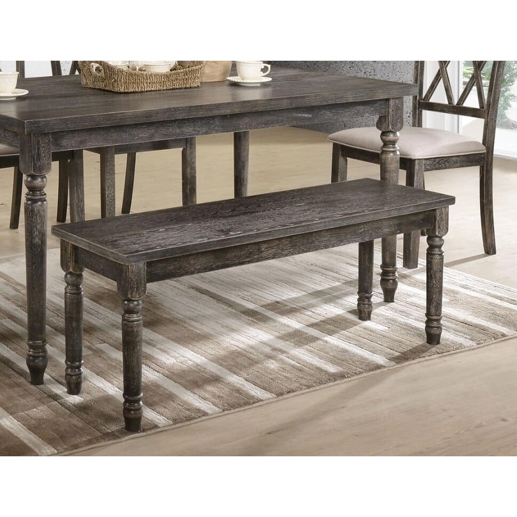 Global Pronex Claudia II Bench in Weathered Gray for Living Room and Dining Room