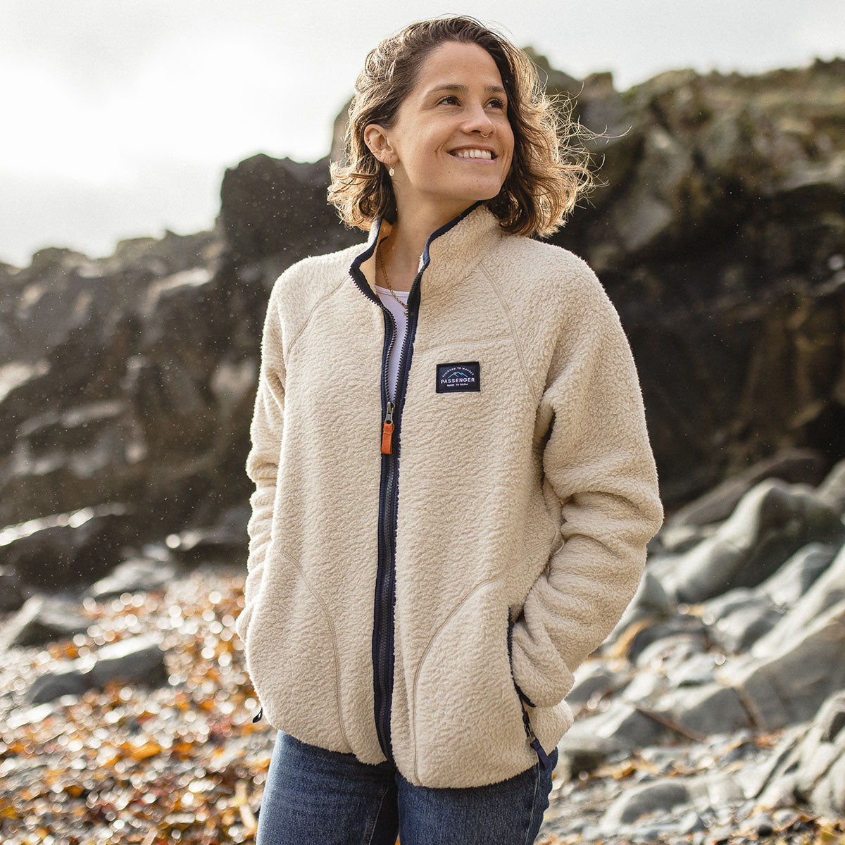 Fairbanks Full Zip Recycled Sherpa Fleece - Oatmeal