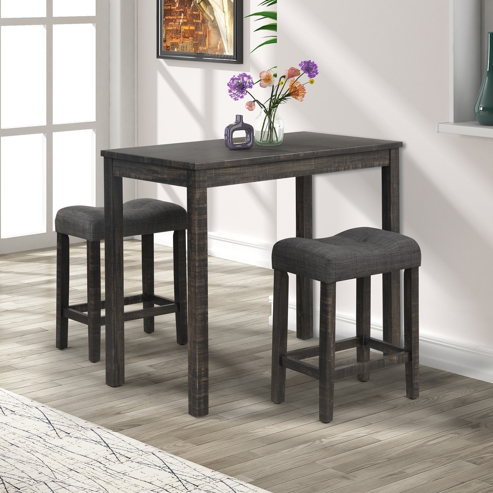 Roundhill Furniture Sora Wood Counter Height 3 piece Dining Set