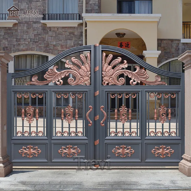 Custom Luxury Wrought Iron Grill Main Gate Design Garden Metal Door for Sale Suppliers