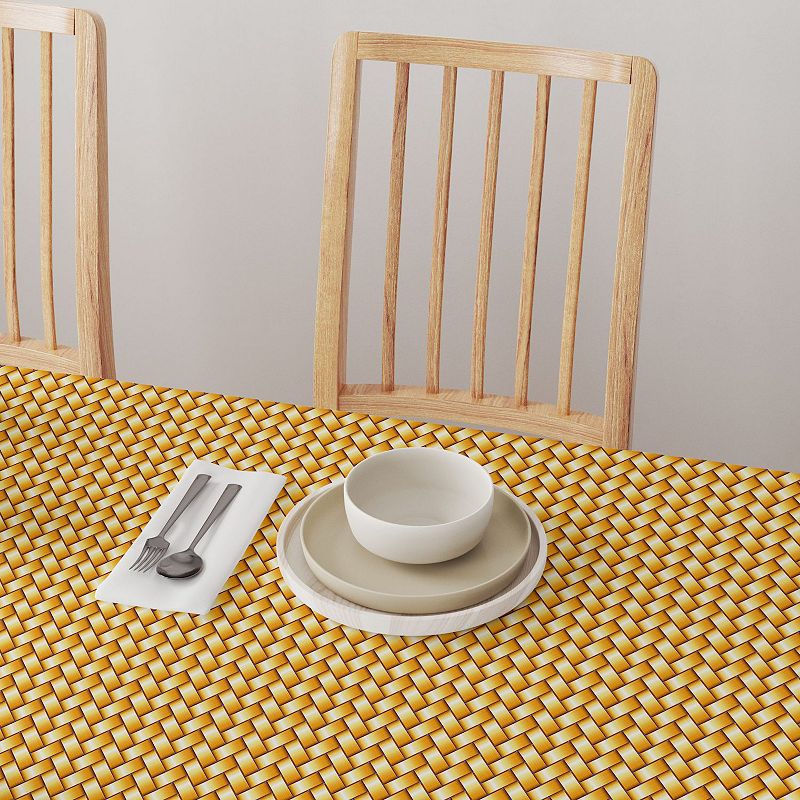 Square Tablecloth， 100% Polyester， 54x54， Gold Shine Basketwork