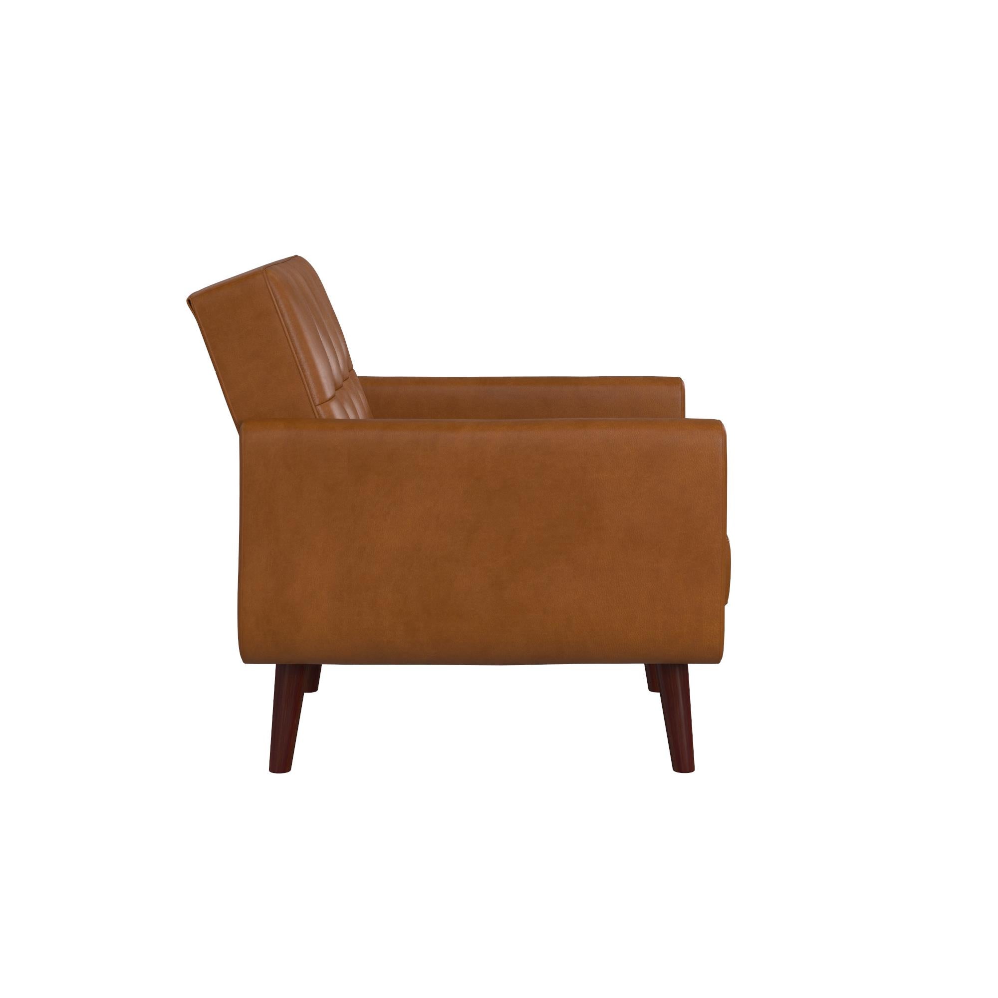 Better Homes & Gardens Nola Modern Chair with Arms, Camel Faux Leather