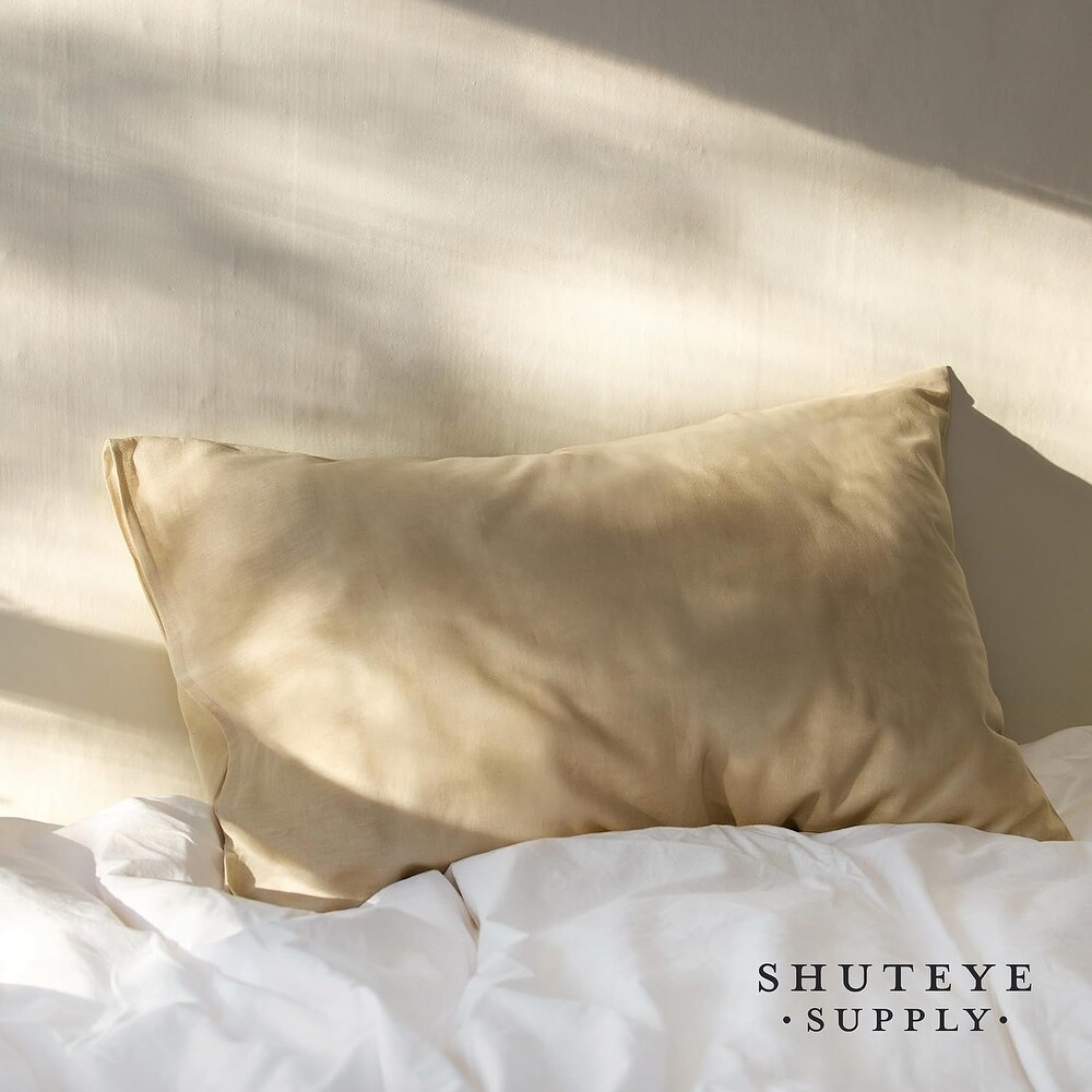 Shuteye Supply Satin Pillow Case Set  Beautifully Crinkled Collection  20 x 30 Inch  Opal