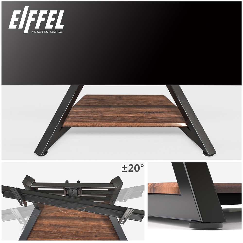 FITUEYES Universal TV Stand Tabletop Fits 55 to 85 inch TVs Walnut