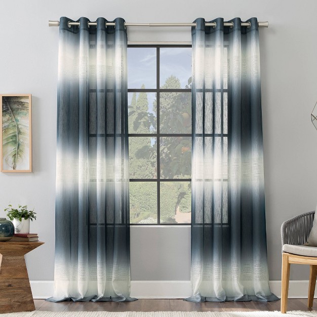 Atlantic Ombre Open Weave Sheer Grommet Top Curtain Panel Scott Living