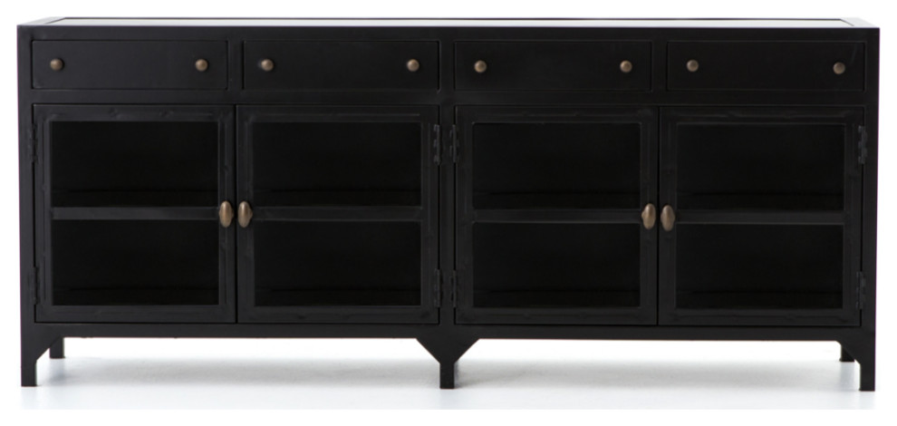 Barton Shadow Box Media Console   Industrial   Entertainment Centers And Tv Stands   by Marco Polo Imports  Houzz