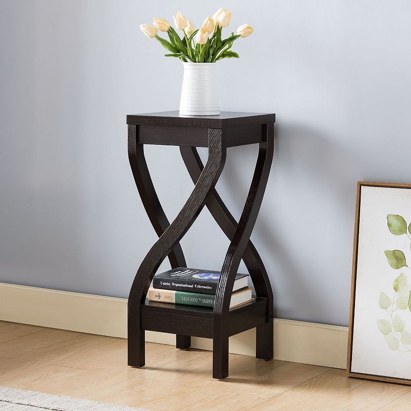 FC Design Curved Leg Plant Stand with Bottom Shelf