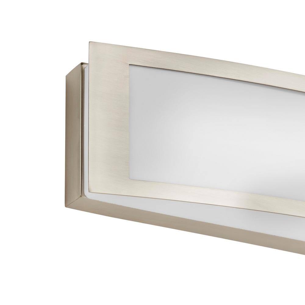 Hampton Bay Woodbury 24.6 in. 1-Light Brushed Nickel Integrated LED Bathroom Vanity Light Bar with Frosted Acrylic Shade IQP1301LX-07BN