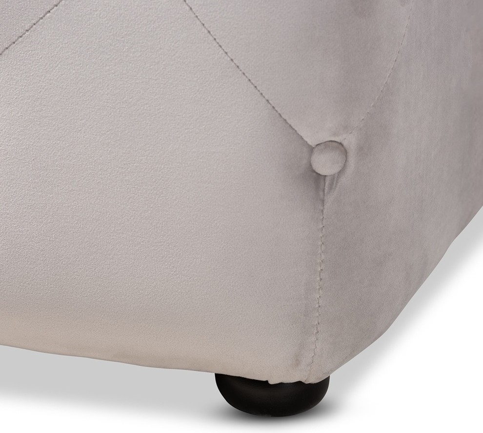 Modern Slate Gray Velvet Fabric Upholstered Button Tufted Cocktail Ottoman   Transitional   Footstools And Ottomans   by Imtinanz  LLC  Houzz